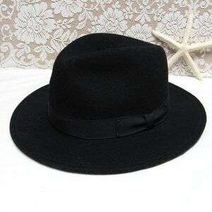 Vintage BAILEY HOLLYWOOD Lite Felt CURTIS BLACK HAT FEDORA Made in USA Men's